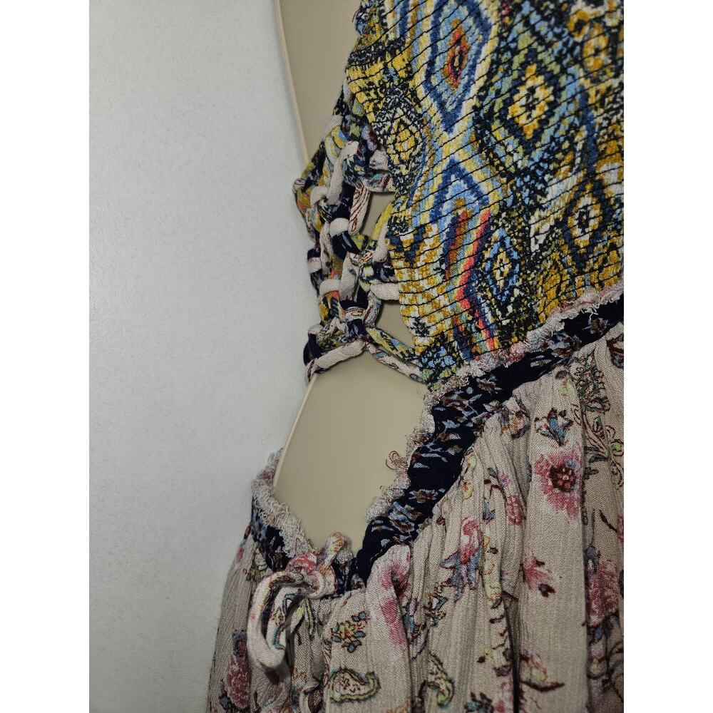 Gimmicks SZ S Bohemian tired peekaboo tank feminine floral mini dress - Picture 6 of 10